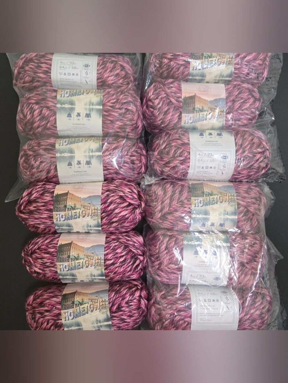 NIP 12 SKEINS LION BRAND YARNS ELMORE CITY DANCE